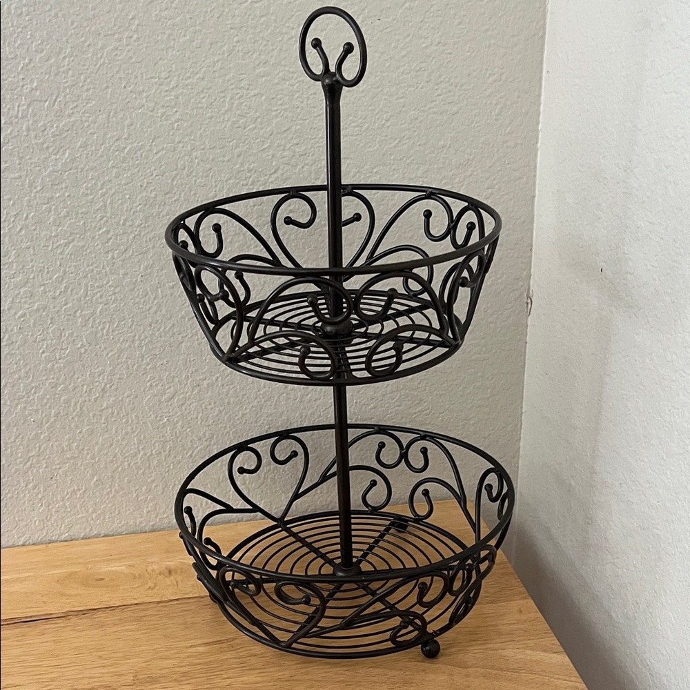 Princess House Black Two-Tier Wire Basket